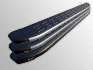 Пороги алюминиевые ТСС с накладкой чёрные для Chery Tiggo 5 № CHERTIG514-17BL