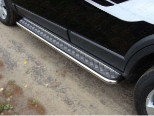 Пороги с площадкой нержавеющий лист 42 мм для Chevrolet Captiva № CHEVCAP12-12