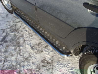 Пороги с площадкой алюминиевый лист 42 мм ТСС для Chevrolet Niva 2009-2020