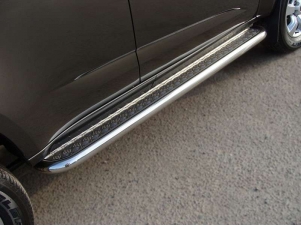 Пороги с площадкой алюминиевый лист 60 мм для Chevrolet TrailBlazer № CHEVTRBL13-05