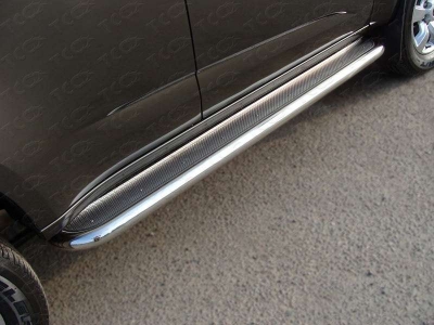 Пороги с площадкой нержавеющий лист 60 мм для Chevrolet TrailBlazer № CHEVTRBL13-06