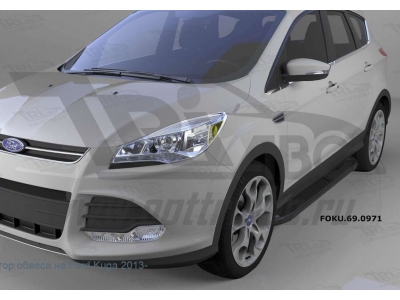 Пороги алюминиевые Corund Black для Ford Kuga 2013-2021