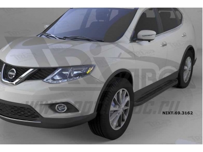 Пороги алюминиевые Corund Black для Nissan X-Trail № NIXT.69.3162