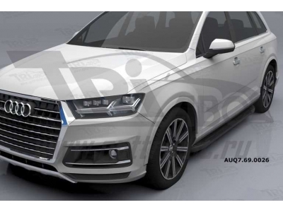 Пороги алюминиевые Corund Black для Audi Q7 2015-2021