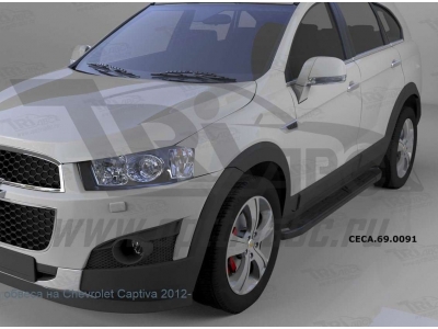 Пороги алюминиевые Corund Black для Chevrolet Captiva/Opel Antara 2006-2016