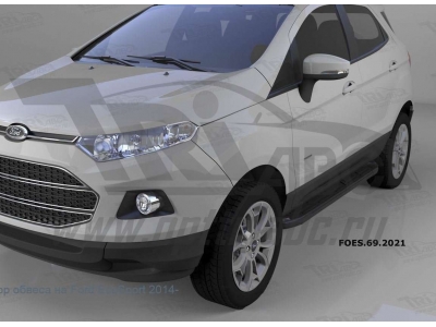 Пороги алюминиевые Corund Black для Ford Ecosport 2014-2021