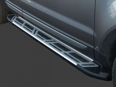 Пороги алюминиевые Corund Silver для Volkswagen Touareg № VWTU.53.4519