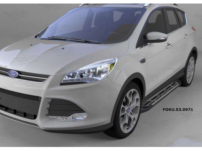 Пороги алюминиевые Corund Silver для Ford Kuga 2013-2021