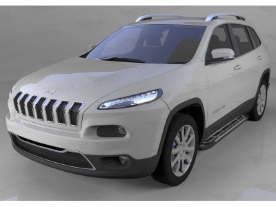 Пороги алюминиевые Corund Silver для Jeep Cherokee Trailhawk 2014-2021