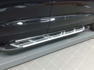 Пороги алюминивые Corund Silver Турция для Audi Q3 2011-2018