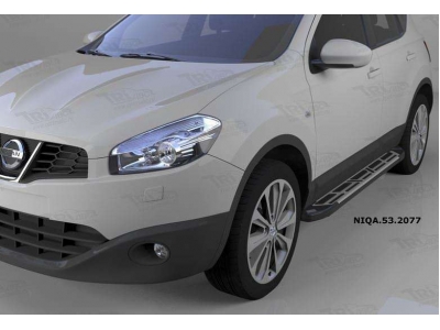 Пороги алюминиевые Corund Silver для Nissan Qashqai 2007-2014 NIQA.53.2077