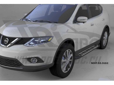 Пороги алюминиевые Corund Silver для Nissan X-Trail 2015-2021