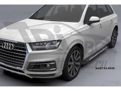 Пороги алюминиевые Corund Silver для Audi Q7 2015-2021