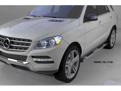 Пороги алюминиевые Emerald silver для Mercedes-Benz ML W166 2011-2015