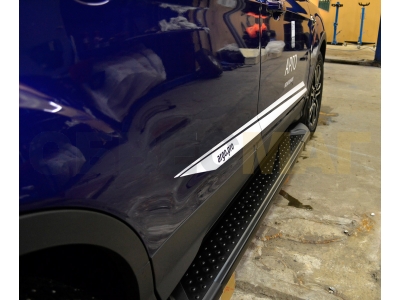 Пороги алюминиевые Almond Black Erkul для Ford Kuga 2013-2021