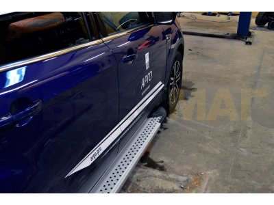 Пороги алюминиевые King на Kia Sorento Prime/Hyundai Santa Fe № EK.11.149-21.156