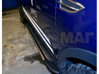 Пороги алюминиевые Maydos Erkul для Audi Q7 2015-2021
