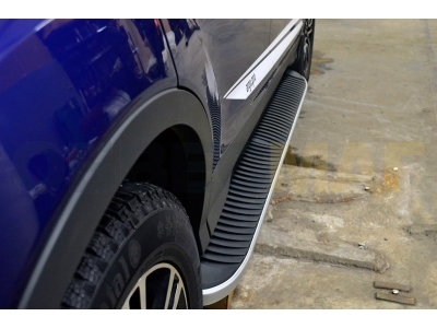 Пороги алюминиевые Tayga на Kia Sorento Prime/Hyundai Santa Fe № EK.11.197-21.156