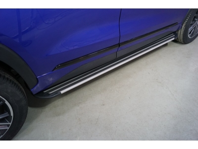 Пороги алюминиевые Slim Line Silver 1820 мм ТСС для Exeed LX 1.5L Turbo 2WD 2022 – н.в.