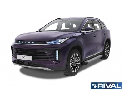 Порог-площадка "Silver" F180AL Rival + комплект крепежа для Exeed TXL 2020-н.в.