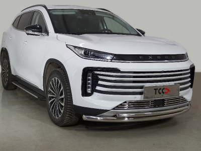 Защита передняя нижняя (двойная) 60,3/42,4 мм ТСС для Exeed TXL 1.6L Turbo 4WD 2021 – н.в. 