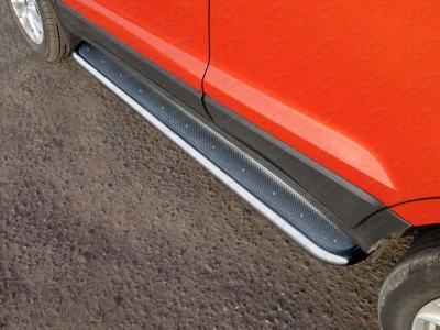 Пороги с площадкой нержавеющий лист 42 мм ТСС для Ford Ecosport 2014-2018