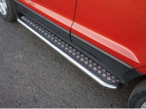 Пороги с площадкой алюминиевый лист 60 мм для Ford Ecosport № FORECOSPOR14-10