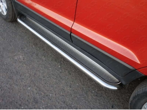 Пороги с площадкой нержавеющий лист 60 мм для Ford Ecosport № FORECOSPOR14-11