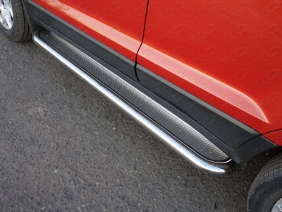 Пороги с площадкой нержавеющий лист 60 мм ТСС для Ford Ecosport 2014-2018