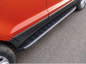 Пороги алюминиевые ТСС с накладкой для Ford Ecosport № FORECOSPOR14-22AL