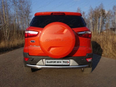 Защита заднего бампера овальная 75х42 мм ТСС для Ford Ecosport 2014-2018