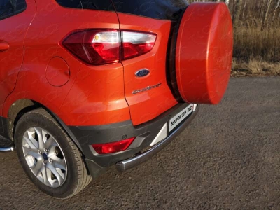 Защита заднего бампера овальная 75х42 мм ТСС для Ford Ecosport 2014-2018