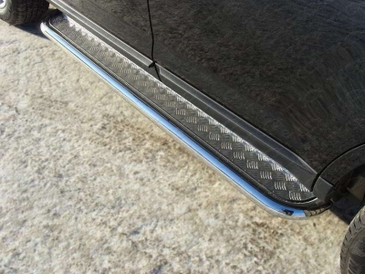 Пороги с площадкой алюминиевый лист 60 мм ТСС для Ford Edge 2013-2015