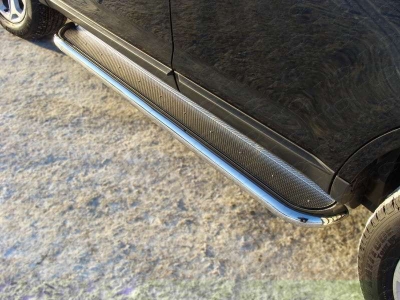 Пороги с площадкой нержавеющий лист 60 мм ТСС для Ford Edge 2013-2015