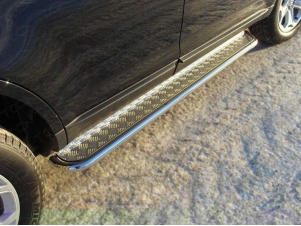 Пороги с площадкой алюминиевый лист 42 мм для Ford Edge № FOREDG14-07