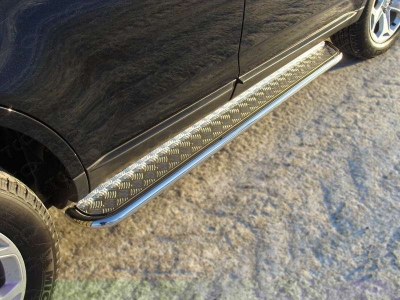 Пороги с площадкой алюминиевый лист 42 мм для Ford Edge № FOREDG14-07