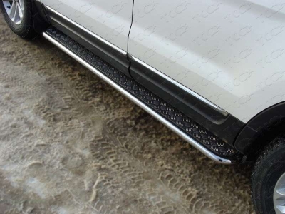 Пороги с площадкой алюминиевый лист 42 мм для Ford Explorer № FOREXPL12-05