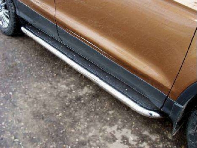 Пороги с площадкой нержавеющий лист 60 мм ТСС для Ford Explorer 2011-2015