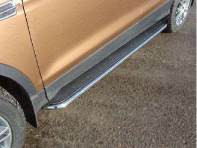 Пороги с площадкой нержавеющий лист 42 мм ТСС для Ford Explorer 2011-2015
