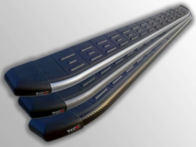 Пороги алюминиевые ТСС с накладкой серебристые для Ford Explorer 2011-2015