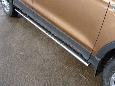 Пороги труба овальная с проступью 75-42 мм ТСС для Ford Kuga 2013-2016