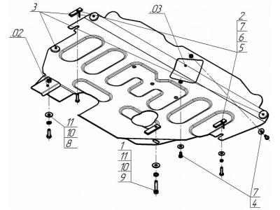 Усиленная защита картера двигателя, КПП (2 мм, сталь) для Ford S-MAX 2006-2015, Ford Mondeo IV седан/универсал/хетчбек 2007-2015, Ford Galaxy 2006-2015