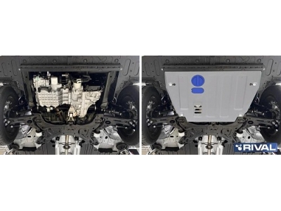 Защита картера и КПП + комплект крепежа Rival, Алюминий для GAC GS5 2018-н.в., 1.5, АКПП, FWD