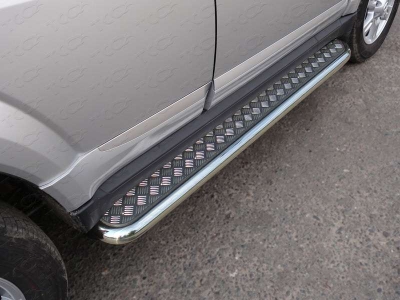 Пороги с площадкой алюминиевый лист 42 мм ТСС для Great Wall Hover H3 New 2014-2015