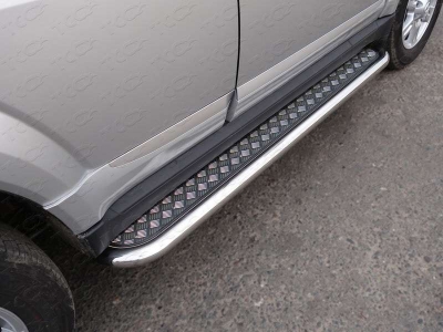 Пороги с площадкой алюминиевый лист 60 мм ТСС для Great Wall Hover H3 New 2014-2015
