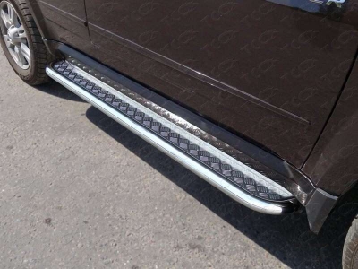 Пороги с площадкой алюминиевый лист 60 мм ТСС для Great Wall Hover H5 2011-2015