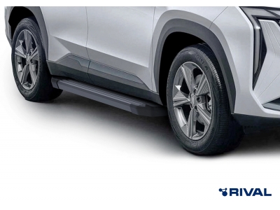 Порог-площадка "Black" F180ALB + комплект крепежа для Geely Atlas 2024-н.в.