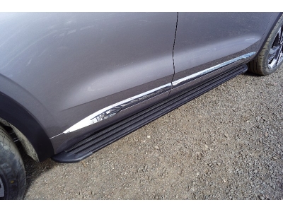 Пороги алюминиевые Slim Line Black 1820 мм для Geely Monjaro 2.0 4WD 2021 – н.в. GEELMON23-07B
