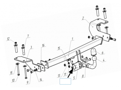 Фаркоп для Haval M6 2021-н.в., Haval H6 2013-2020 крепление шара на двух болтах