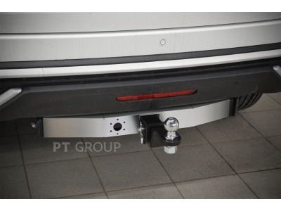 Фаркоп с нержавеющей накладкой Haval H6 2014-2020, Haval M6 2021-н.в. съемное крепление шара под американский квадрат